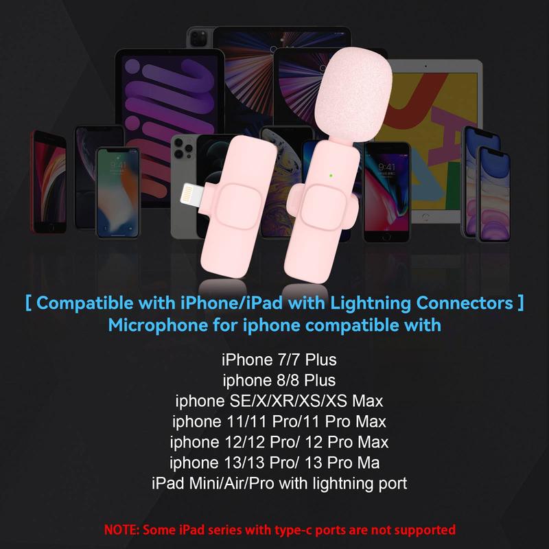 2 pieces Wireless Lavalier Microphones for Recording, Live Streaming,Vlog, Audio Smartphone Audio Smartphone