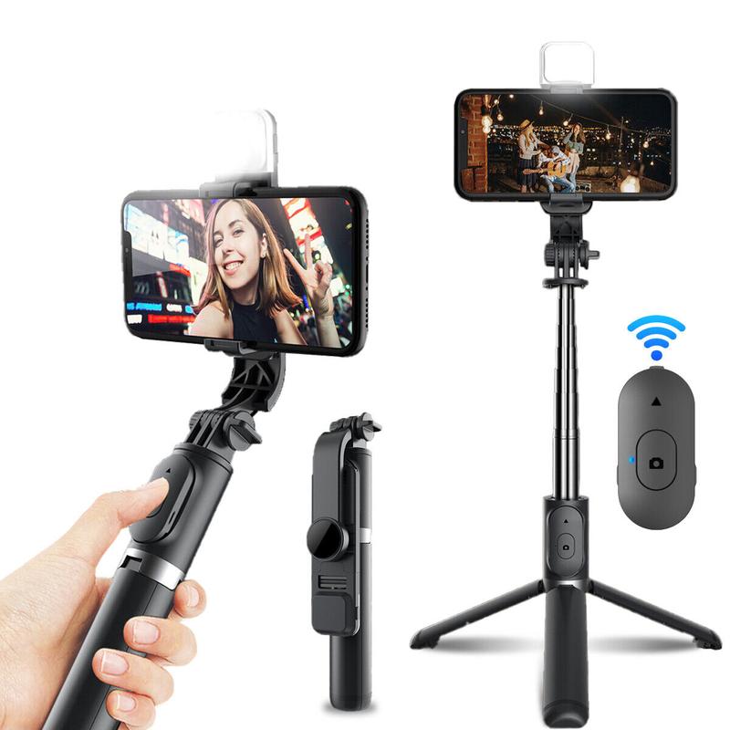 Selfie Stick with Fill Light, 40'' in Length Extendable Phone Tripod Stand with Remote Shutter Compatible with Gopro, iPhone Samsung Sony Google