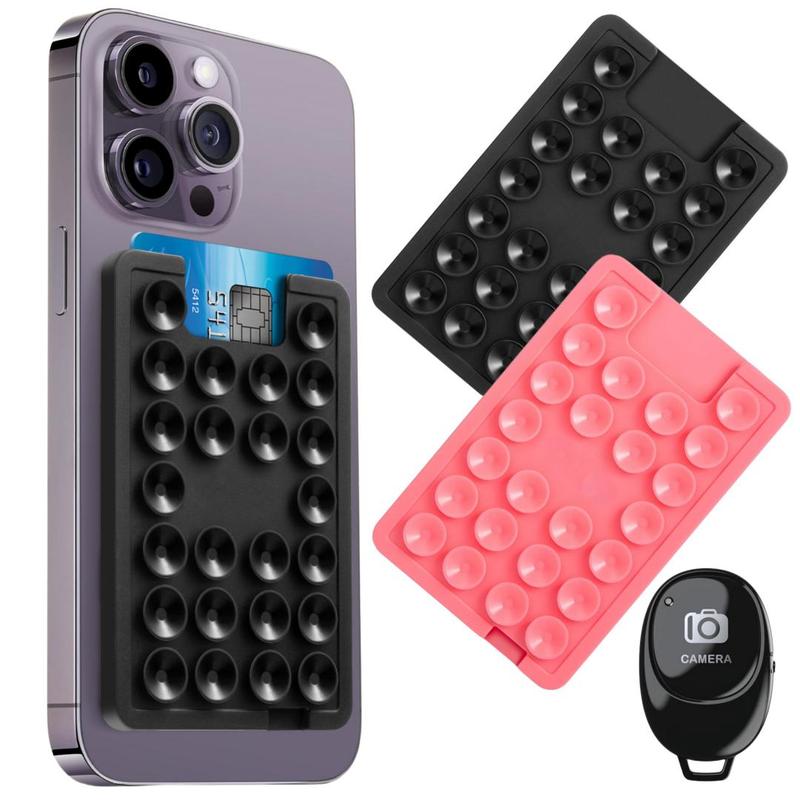 Durable Phone Holder & Remote Control, Silicone Suction Cup Phone Stand with Card Slot, Cellphone Mount Stand, Kitchen Gadgets, Phone Accessories for iPhone & Android Smartphone Devices