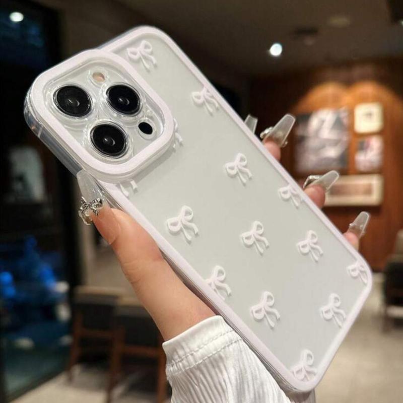 Cute Bowknot Pattern Phone Case, Creative Phone Protective Cover, Phone Accessories Compatible with iPhone 11 12 13 14 15 Pro Max