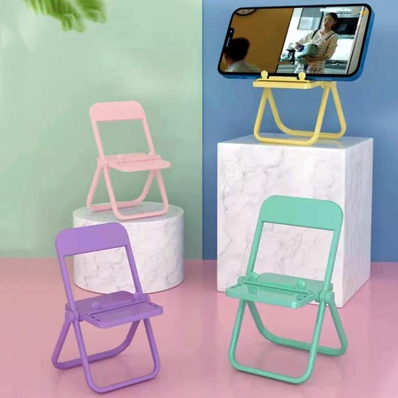 Chair Shaped Mobile Phone Holder (4 Counts), Foldable Universal Mobile Phone Holder Mount, Multifunctional Desktop Mobile Phone Stand for Home Office