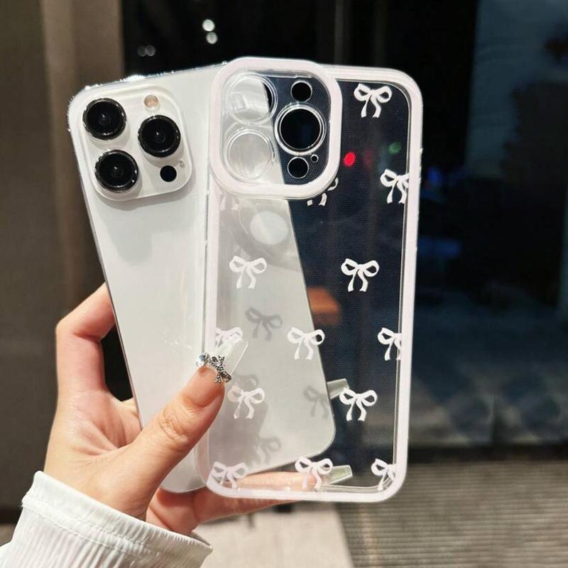 Cute Bowknot Pattern Phone Case, Creative Phone Protective Cover, Phone Accessories Compatible with iPhone 11 12 13 14 15 Pro Max