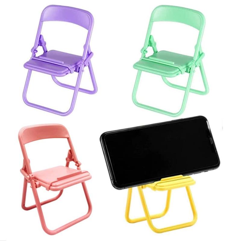 Chair Shaped Mobile Phone Holder (4 Counts), Foldable Universal Mobile Phone Holder Mount, Multifunctional Desktop Mobile Phone Stand for Home Office