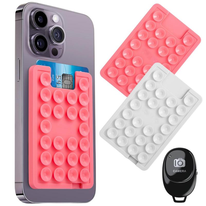 Durable Phone Holder & Remote Control, Silicone Suction Cup Phone Stand with Card Slot, Cellphone Mount Stand, Kitchen Gadgets, Phone Accessories for iPhone & Android Smartphone Devices