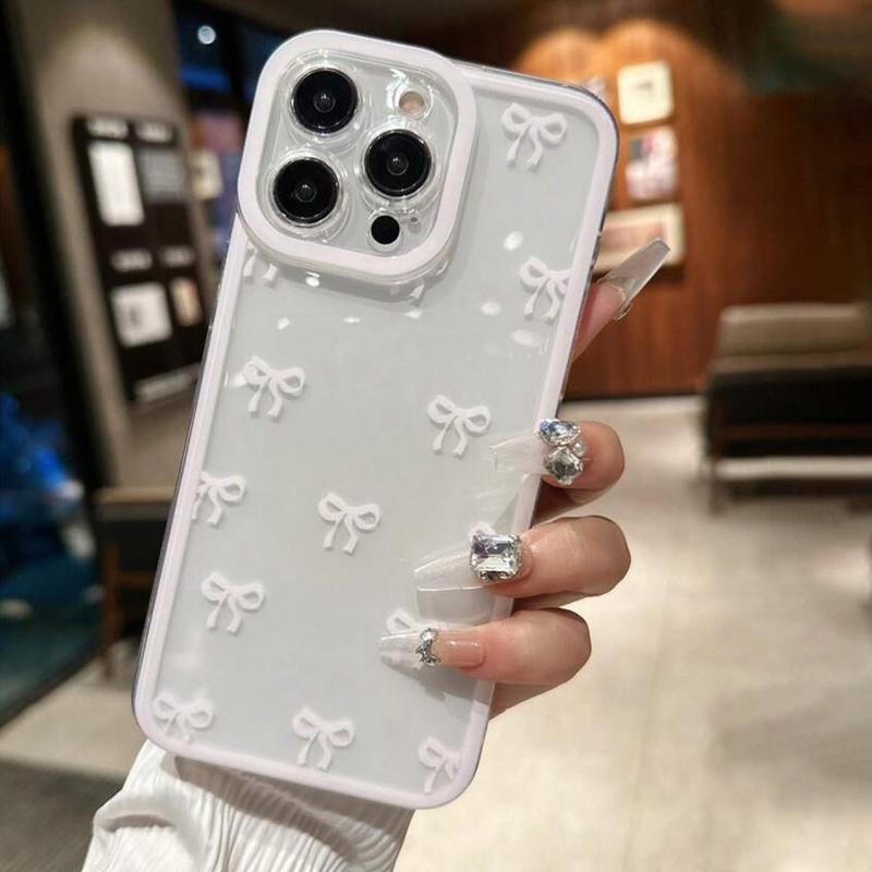 Cute Bowknot Pattern Phone Case, Creative Phone Protective Cover, Phone Accessories Compatible with iPhone 11 12 13 14 15 Pro Max