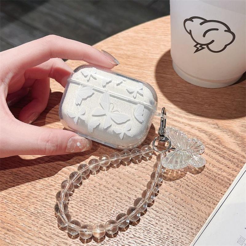 Cute Bowknot Design Earphone Case with Keychain, 1 Count Decorative Earphone Protector Cover, Earphone Accessories Compatible with AirPods