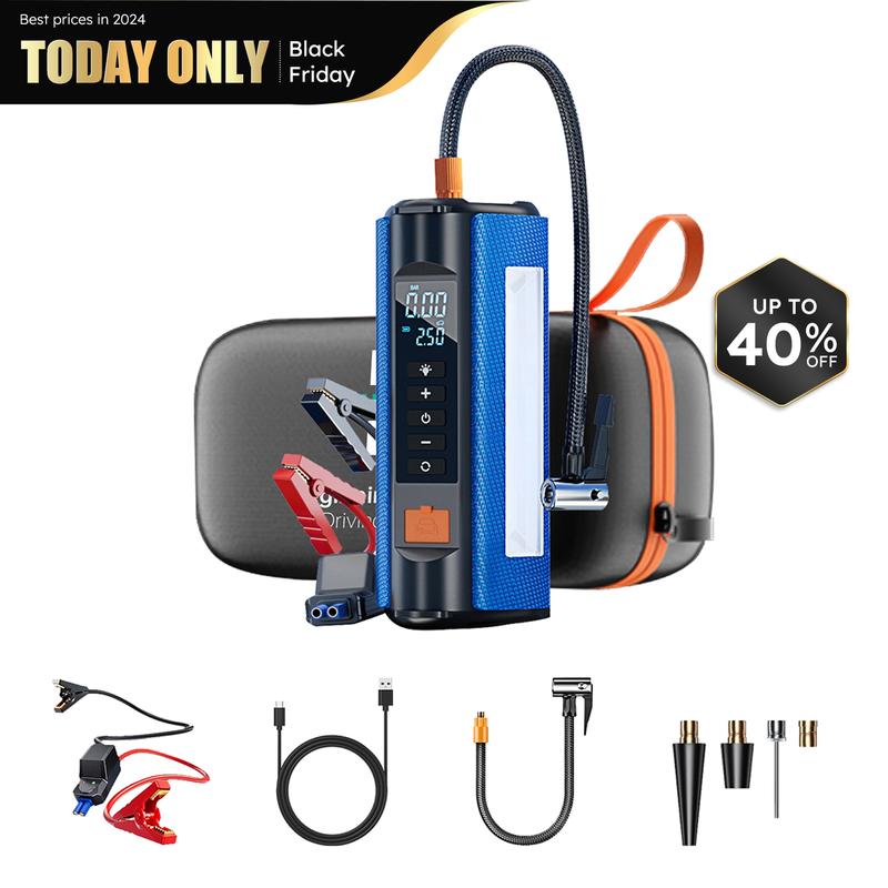 Beny Jump Starter with Air Compressor, 10000mAh power bank，with 2000A Peak Car Battery Jumper Starter Portable, Jump Start Battery Pack(Up 7.0L Gas & 4.0L Diesel Engine), 150 PSI Tire Inflator Portable Air Compressor，Black Friday Deals