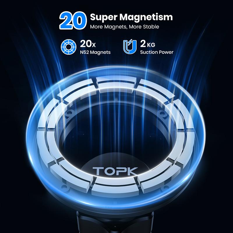 TOPK for Magsafe Car Mount, [20 Strong Magnets] Magnetic Phone Holder for Car Air Vent Car Phone Holder Mount 360° Rotation Phone Holders for Your Car Fit iPhone 15 14 13 12 Pro Max Plus Max Accessories Smartphone Cellphone Stand magsafe car