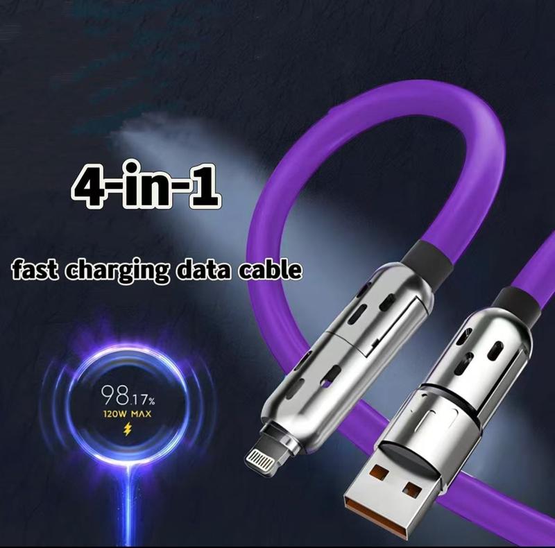 240W 4-in-1 USB-C Data Cable withStorage Bag,USB-A Type-CMultifunctional Zinc Alloy 240W DataCable for iPhone 15 14 Mobile iPad ProCharging Cable for Phone