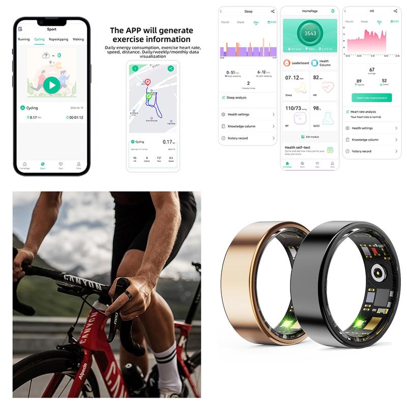 PIIY New Upgrade2.0 Smart Ring,Health Tracker for Women & Men,IP68 Waterproof Fitness Tracker,7-Day Battery Life Activity & Sleep Tracker Heart Rate Monitor Care for faimilies Remote camera,Health Rings for Gift,Compatible with iOS&Android,Smart Wearables