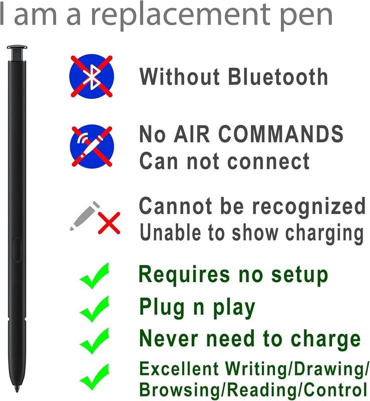 Galaxy S23 Ultra Stylus Pen Replacement for  Galaxy S23 Ultra 5G S Pen Without  + Tips Nibs (Black)