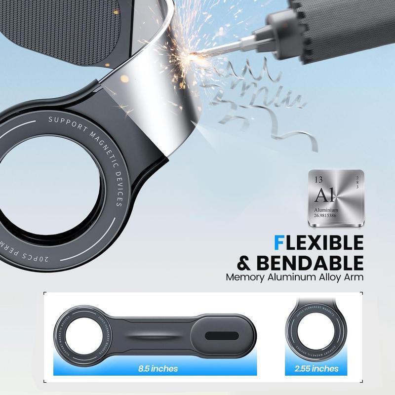 Car Magnetic Phone Holder, Flexible Bendable Aluminum Arm Magnetic Phone Holder, Car Dashboard Cell Phone Mount for iPhone 15 14 13 Pro Max Mini