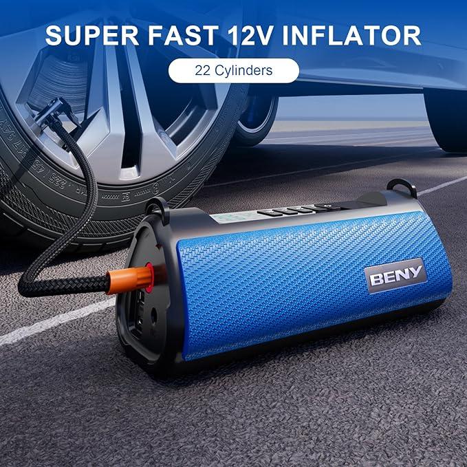 Beny Jump Starter with Air Compressor, 10000mAh power bank，with 2000A Peak Car Battery Jumper Starter Portable, Jump Start Battery Pack(Up 7.0L Gas & 4.0L Diesel Engine), 150 PSI Tire Inflator Portable Air Compressor，Black Friday Deals