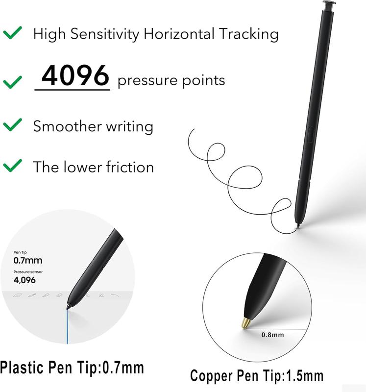 Galaxy S23 Ultra Stylus Pen Replacement for  Galaxy S23 Ultra 5G S Pen Without  + Tips Nibs (Black)