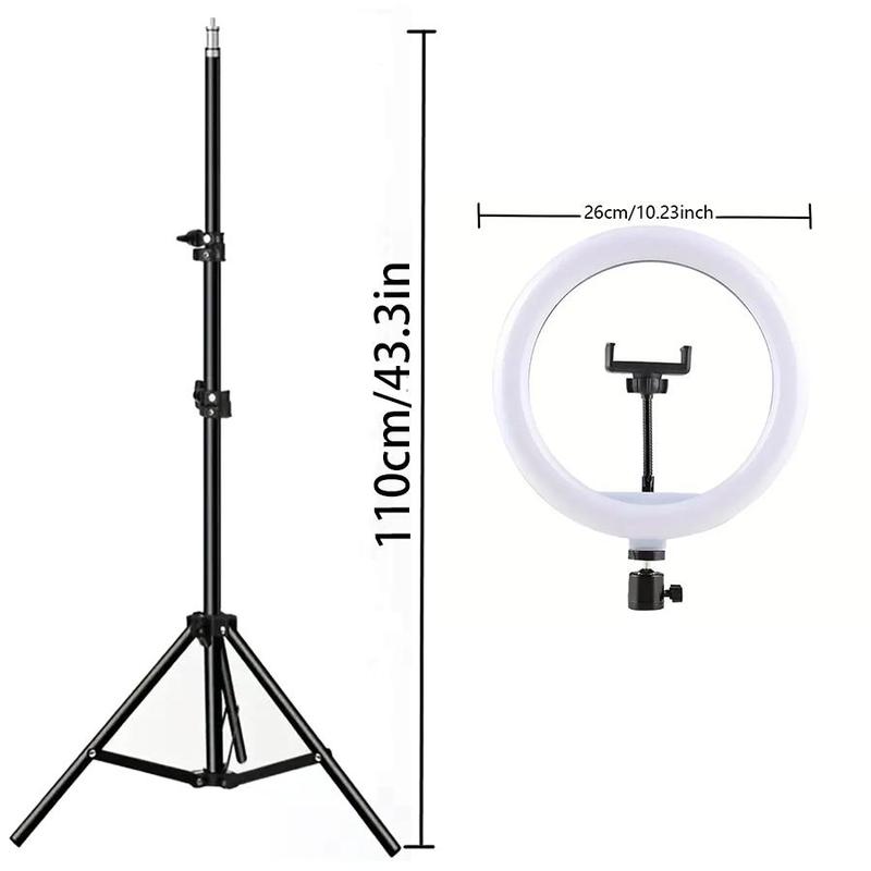 Portable Foldable Tripod for iPhone Android Smartphone, USB Powered Cell Phone Selfie Tripod with 10 Inch Ring Light & Phone Holder, Content Creator Tools with Selfie Light, Professional Selfie Tripod for Video Photography