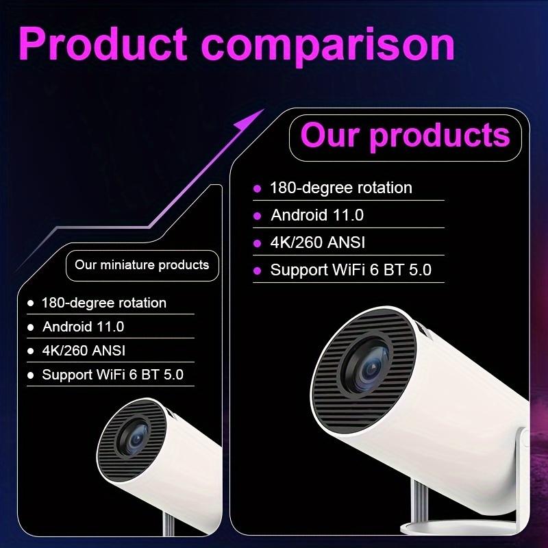 Hy300 Pro Smart Portable Audio Projector Full HD 4K Support, Screen Projection, Keystone Correction, 180° Rotating Outdoor Projector For Mobile Phone TV Pole Laptop