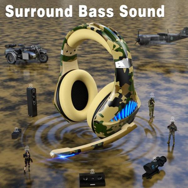 Gaming Headset for PS4 PS5 Xbox One Switch PC with Noise Cancelling Stereo Bass Surround Sound Usb