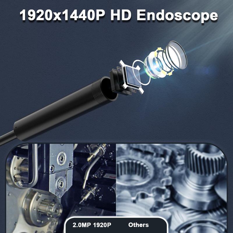 Car Endoscope Camera, HD Borescope with 8 Adjustable LED Lights, Semi-rigid 8mm Inspection Camera Compatible with iPhone & Android Phone