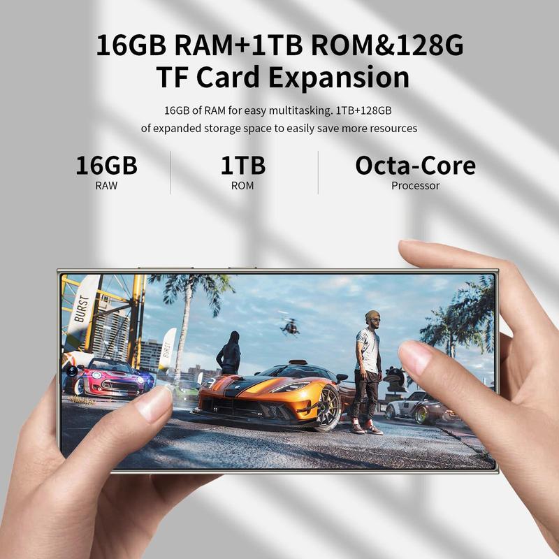 QEK Original S24 Ultra Smartphone Network 7.3inch 16GB+1TB Android Mobile Phones Unlocked 7000mAh 50MP+108MP 5G Cellphone NFC