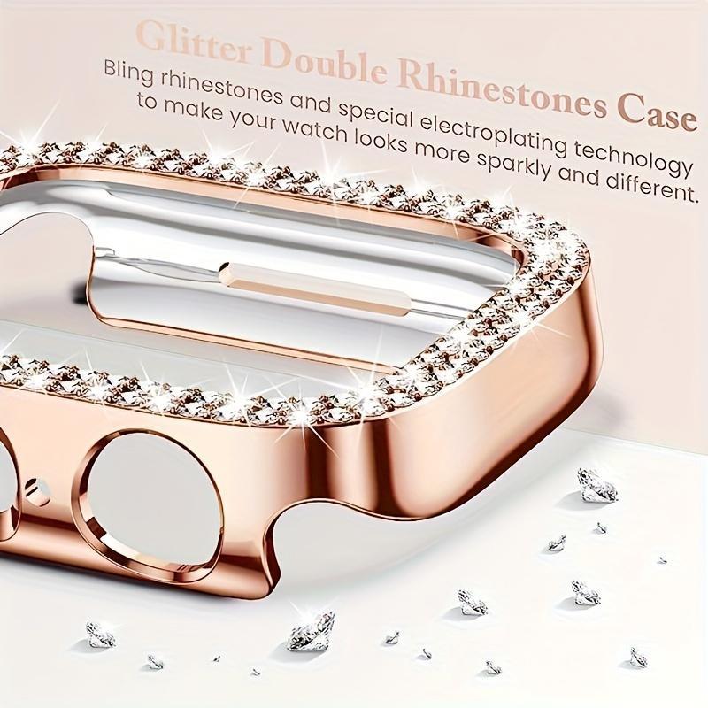 Rhinestone Decor Watch Band & Case, Smart Watch Replacement Band, Fashion Watch Band & Watch Case, Wearable Accessories for Apple Watch 9 8 7 6 5 4 Se Series