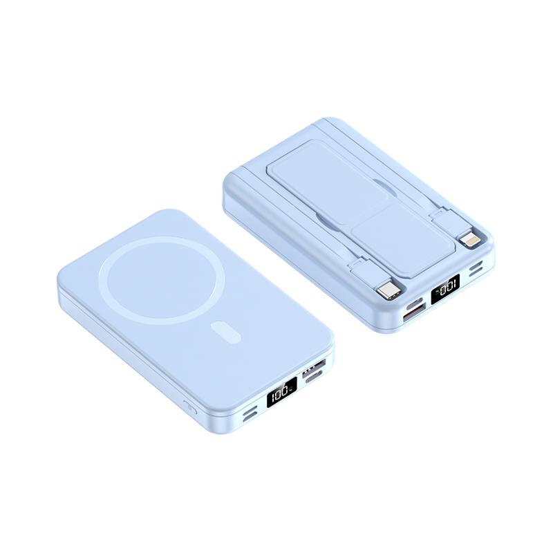 Christmas Edition Portable Wireless Magnetic Power Bank (10000mAh) with Built-in Hidden Phone Stand, Type-C & Lightning Cable Included
