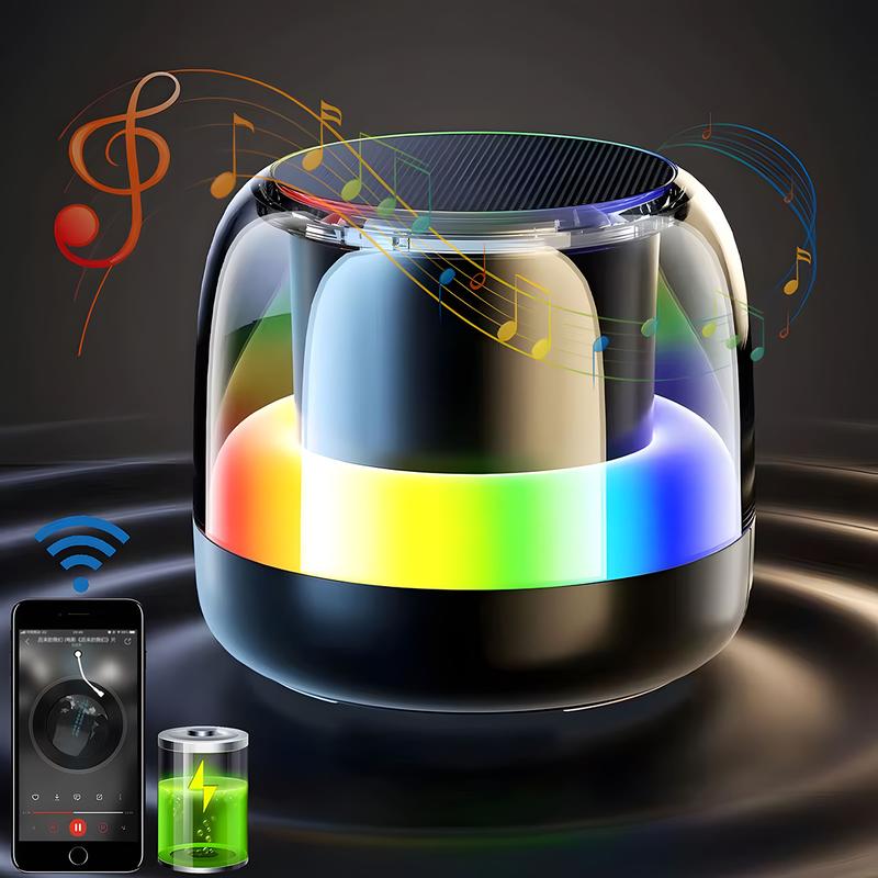 Mini Bluetooth Speakers with LED Lights, Portable Bluetooth Speaker With Wireless Stereo TWS Pairing, HiFi HD Sound, for Shower, Beach, Home, Outdoor