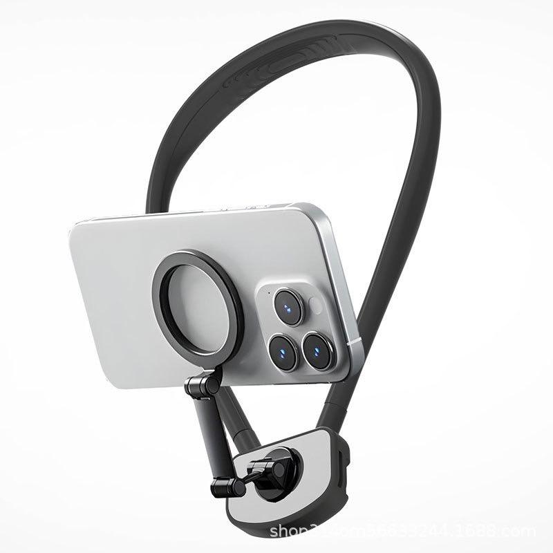 First view neck bracket, magnetic neck mobile phone bracket POV Vlog selfie installation hands-free mobile phone neck bracket chest strap Video recording iPhone series Android phones, sports camera accessories smart phones, fishing riding outdoor shooting