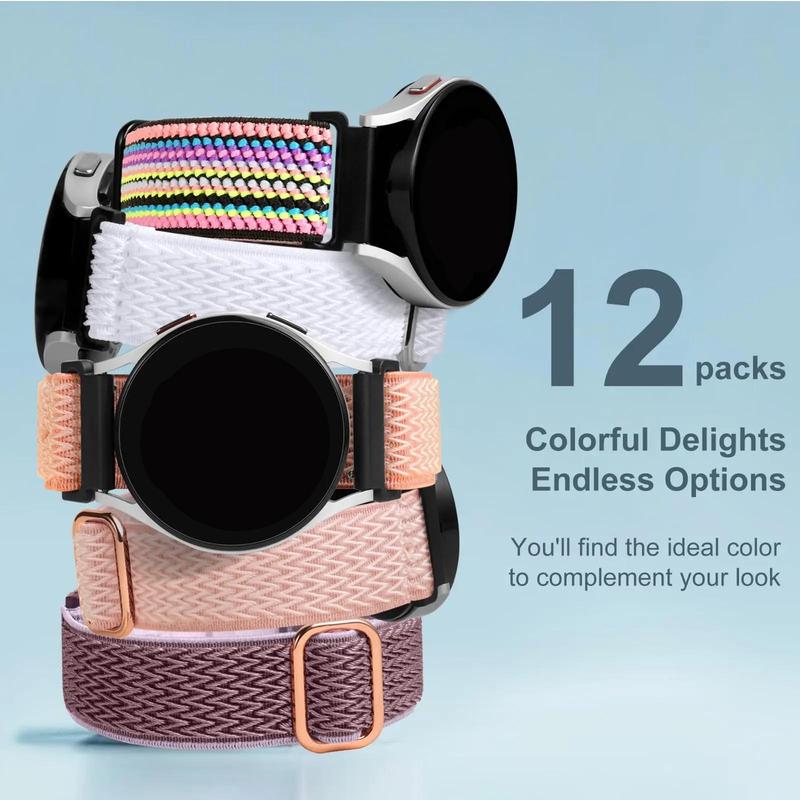 Stretchy Watch Bands Compatible with Galaxy Watch 6 5 4 40mm 44mm (12pcs), Galaxy Watch 5 Pro 45mm, 6 Classic 47mm 43mm, 4 Classic 46mm 42mm, Active 2, Wearable Accessories, Smart Watch Accessories