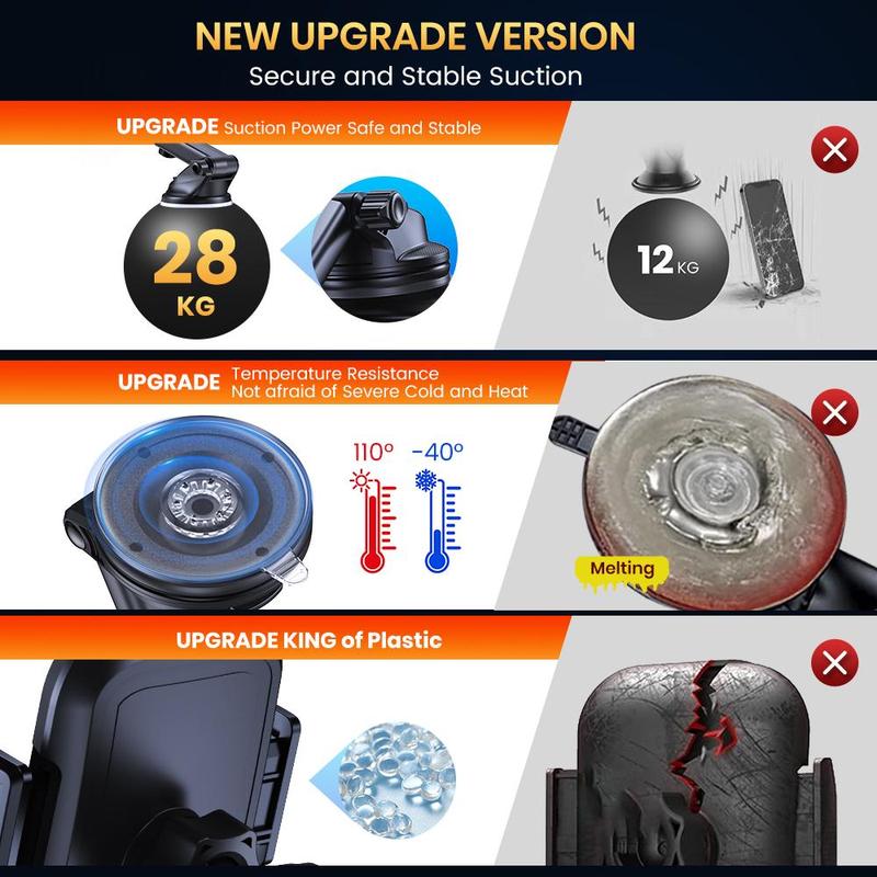 TOPK Car Phone Holder, Adjustable 360° Rotation Car Phone Holder, One Button Release Car Phone Mount for 4.0-6.7 Phones