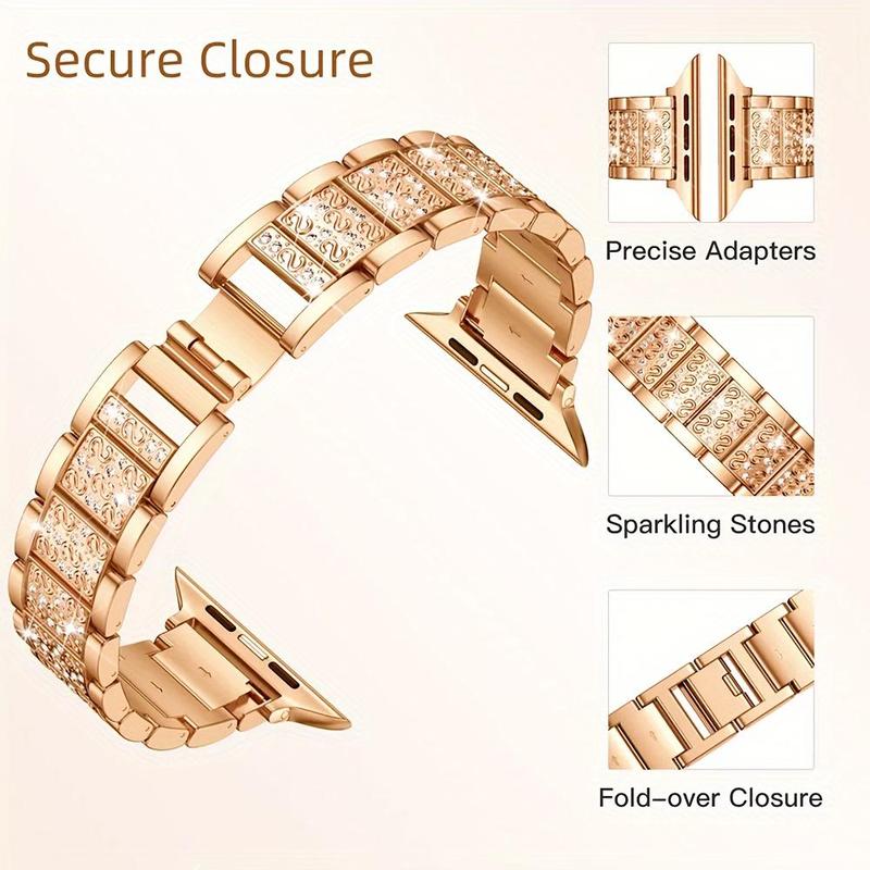 Rhinestone Decor Watch Band & Case, Smart Watch Replacement Band, Fashion Watch Band & Watch Case, Wearable Accessories for Apple Watch 9 8 7 6 5 4 Se Series