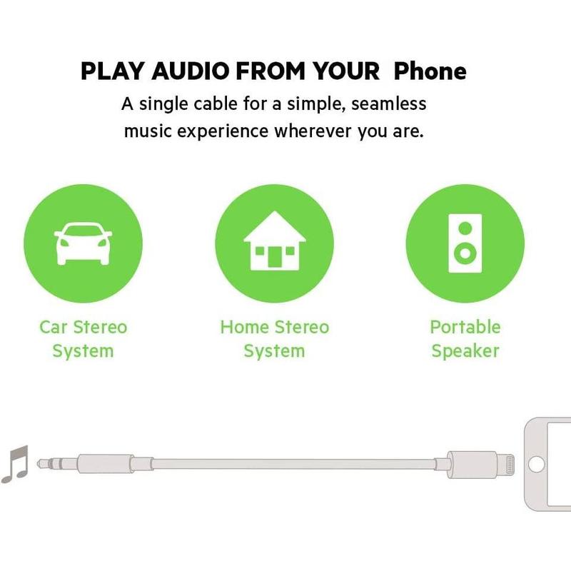 Phone AUX Cord for Phone,Lightning to 1 8 Inch Audio Cable,3.3ft, Headphone Jack Adapter Male Aux Stereo Audio Cable Compatible for Phone 14 13 12 11 XR X 8 7 (White)