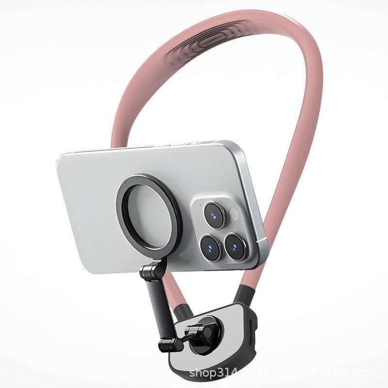 First view neck bracket, magnetic neck mobile phone bracket POV Vlog selfie installation hands-free mobile phone neck bracket chest strap Video recording iPhone series Android phones, sports camera accessories smart phones, fishing riding outdoor shooting