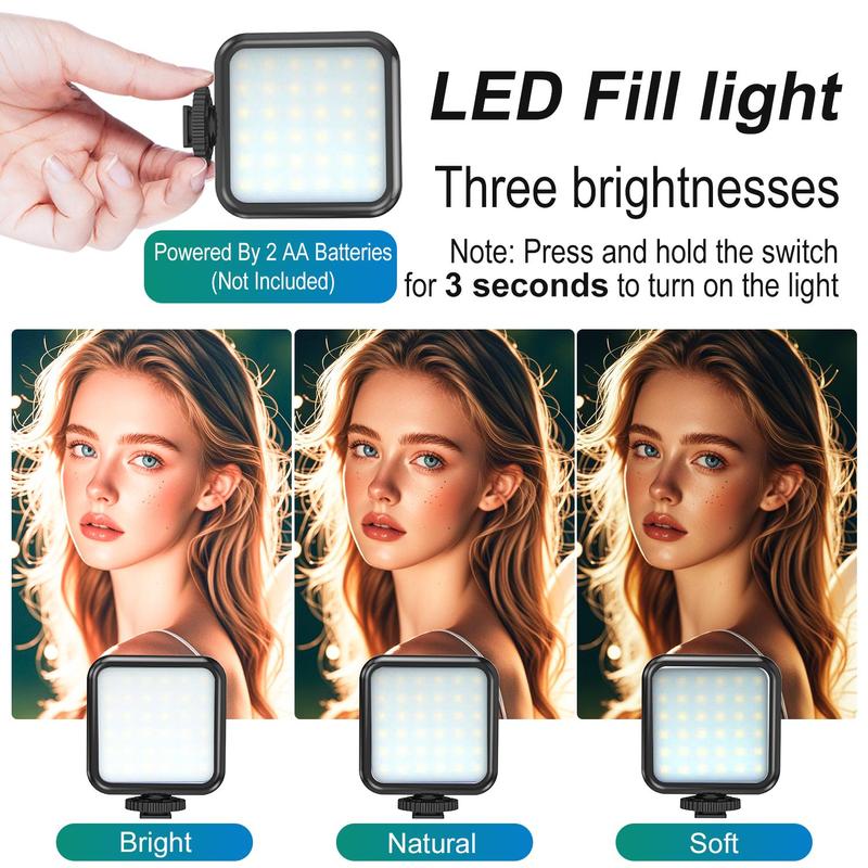 Portable Vlog Shooting Kit, Video Recording Toolkit with Retractable Tripod, LED Light, Microphone, Phone Clip, Selfie Control, Camera Stand, Suitable for Camera Vlog, Videography Equipment