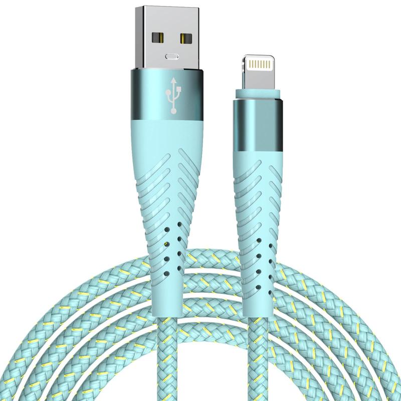 USB-A To Lightning Cable, Lightning Cable For iPhone Series, Nylon Braided Bendable Elastic Charging Cable