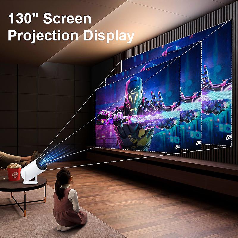Christmas gift projector, which supports WiFi6 and Bluetooth 5.0,supports 4K decoding,is equipped with Android  system and has a 180° rotatable stand