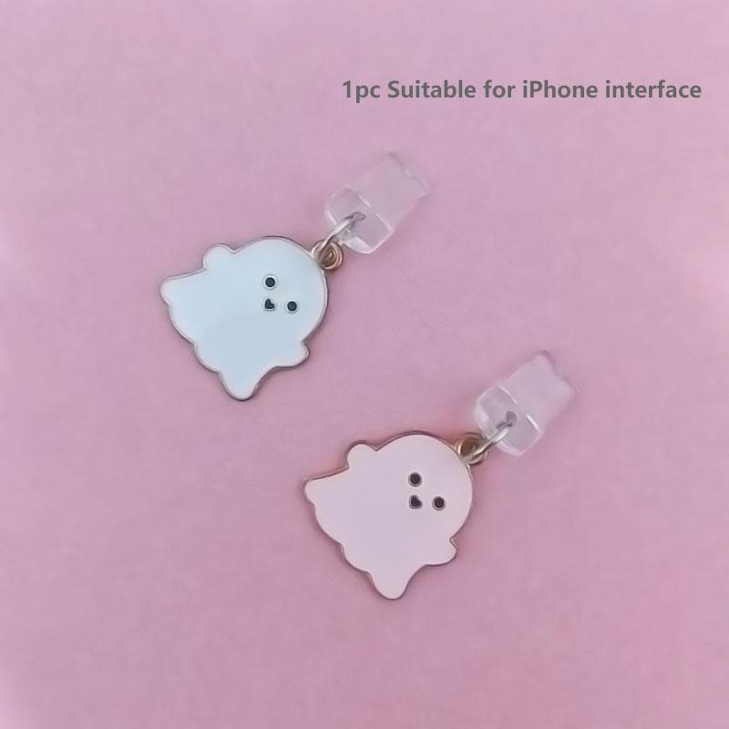 Cute Ghost Design Phone Dust Plug, Anti-dust Phone Charging Port Plug, Mobile Phone Decoration Accessories for Women & Girls