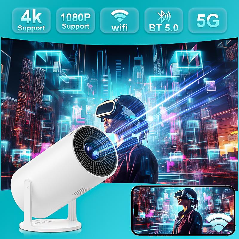 Christmas gift projector, which supports WiFi6 and Bluetooth 5.0,supports 4K decoding,is equipped with Android  system and has a 180° rotatable stand