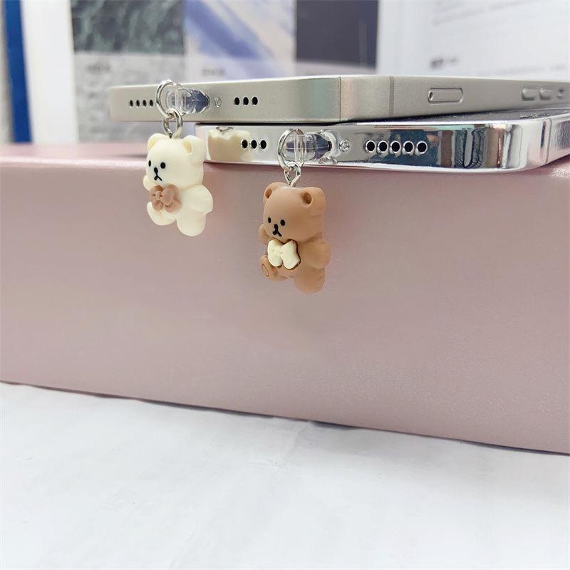 Cute Bear Design Phone Charging Port Dust Plug, 1 Count Anti Dust Plug for Phone, Unique Mobile Phone Accessories for Women & Girls, Dust-proof Plug Tool