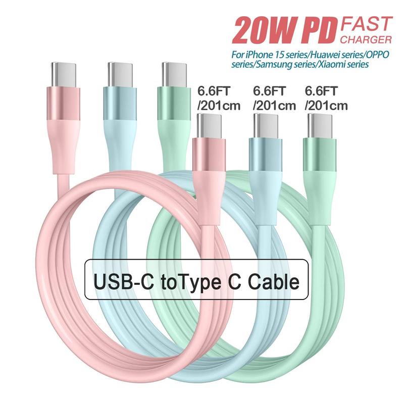 20W USB-C to Type-C Fast Charging Cable, 6.6FT Phone Charging Cable Compatible with Apple iPhone 15 HUAWEI Samsung Xiaomi OPPO & More USB-C Devices