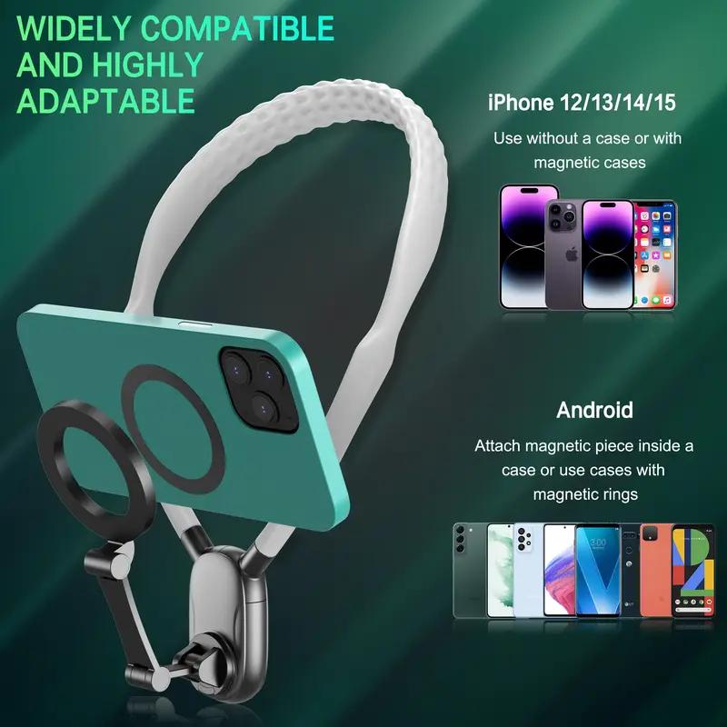 First view neck bracket, magnetic neck mobile phone bracket POV Vlog selfie installation hands-free mobile phone neck bracket chest strap Video recording iPhone series Android phones, sports camera accessories smart phones, fishing riding outdoor shooting