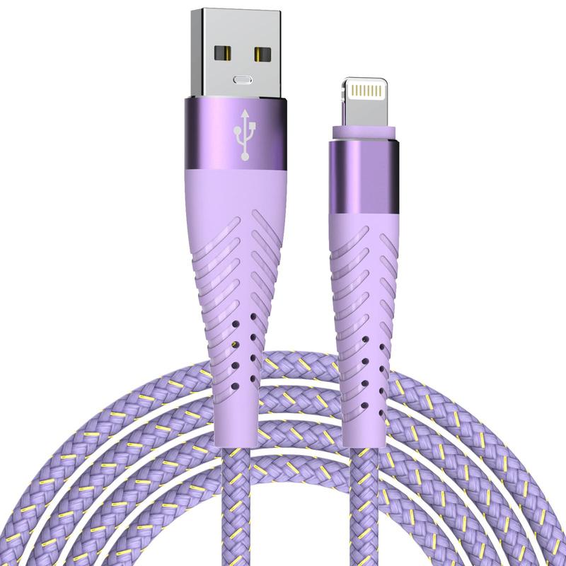 USB-A To Lightning Cable, Lightning Cable For iPhone Series, Nylon Braided Bendable Elastic Charging Cable