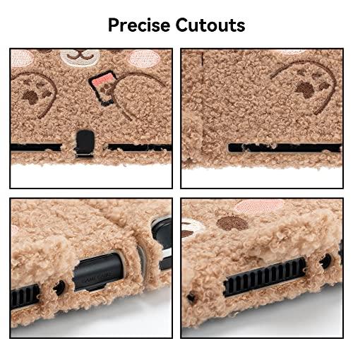 GeekShare Cute Plush Bear Protective Case Cover Compatible with Nintendo Switch - Shock-Absorption and Anti-Scratch - Plush Bear (for Switch   NS OLED)