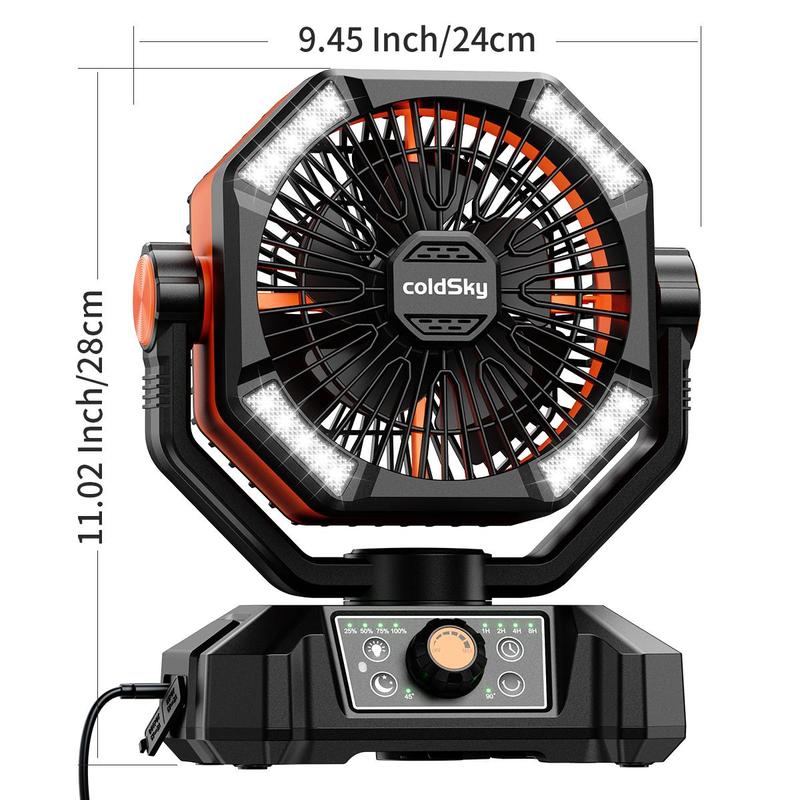 ColdSky 20000mAh Camping Fan with Dual Motor, Battery Operated Portable Fan with 4 LED Lantern, 8 Speeds Desk Mini Fans with Remote, Waist Fan, Outdoor Cooling Fan with Hook for Tent, Power Outages, Jobsite, Belt Fan Clip on Waist