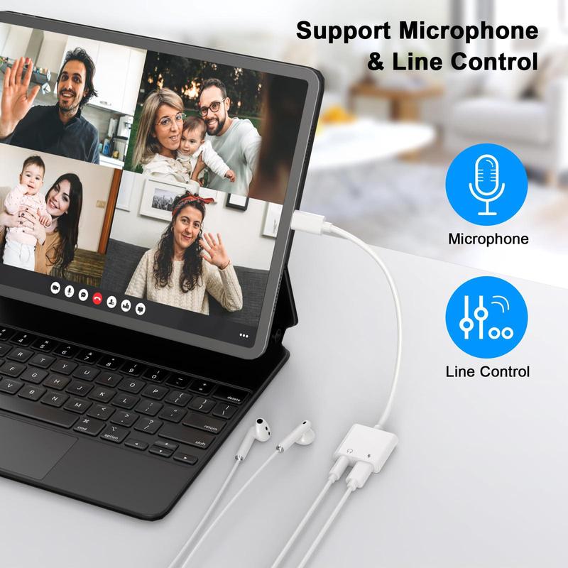 USB C to 3.5mm Jack Audio & Charger Adapter, 2 in 1 USB C to Aux Audio Adapter, Charging Converter for iPhone 16 Pro, iPad Pro, Galaxy S24 S23 S22 S21 S20 Ultra, Pixel 9 8 7 6