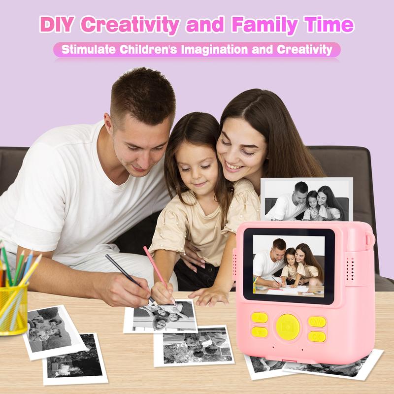 Phetium Kids Camera Instant Print, Christmas Birthday Gifts Toys for 5 6 7 8 9 10 Year Old Girls Boys,1080P Digital Video Cameras for Toddler, Creative Presents for Children, with Print Papers Mini Instant