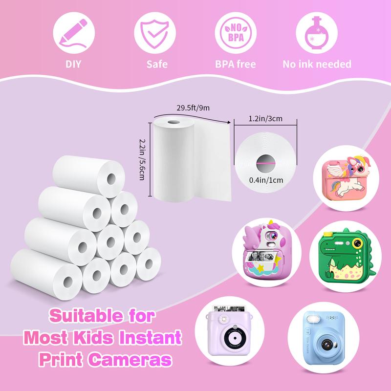 Phetium Kids Camera Instant Print, Christmas Birthday Gifts Toys for 5 6 7 8 9 10 Year Old Girls Boys,1080P Digital Video Cameras for Toddler, Creative Presents for Children, with Print Papers Mini Instant