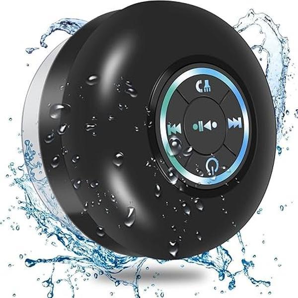 IPX4 Waterproof Portable Shower Speaker, Bluetooth Wireless Speaker with Suction Cup & Microphone, Hands-Free for Bathroom Audio Compact Smartphone Resistant Mini Bluetooth portable bluetooth