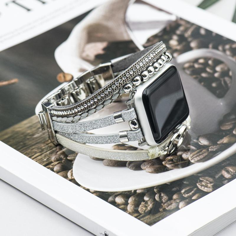 Fashionable Beaded Boho Bracelet Watch Band, Handmade Multilayer Wrap Watch Band for iWatch Bands Replacement, Smart Watch Accessories for Apple Watch 10 9 8 7 SE