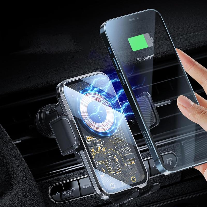 Whatook Wireless Car Charger, Fast Charging Auto Clamping Car Phone Holder Wireless Charger Air Vent Car Phone Mount fit for iPhone 15 14 13 12 Mini Pro Max 11 XR XS X, Samsung