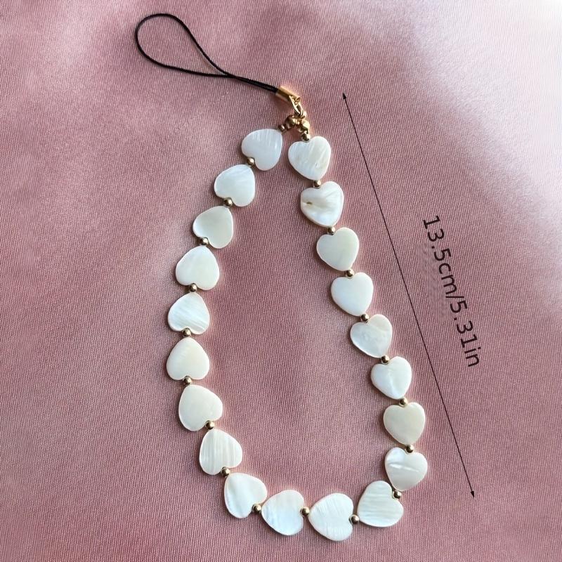 Heart Shaped Beaded Decor Phone Chain, Anti-lost Phone Lanyard, Fashion Phone Strap for Women & Girls, Mobile Phone Decoration Accessories